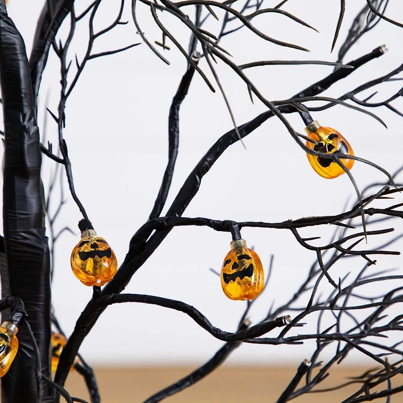 Nearly Natural 3ft Pre-Lit Halloween Black Twig Lighted Indoor Artificial Tree