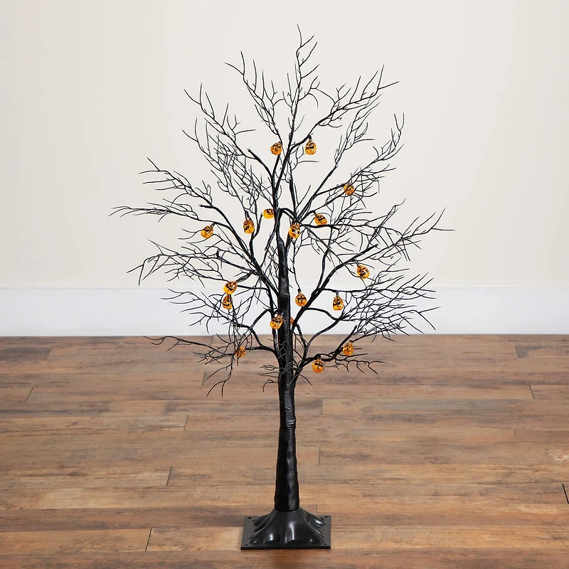 Nearly Natural 3ft Pre-Lit Halloween Black Twig Lighted Indoor Artificial Tree