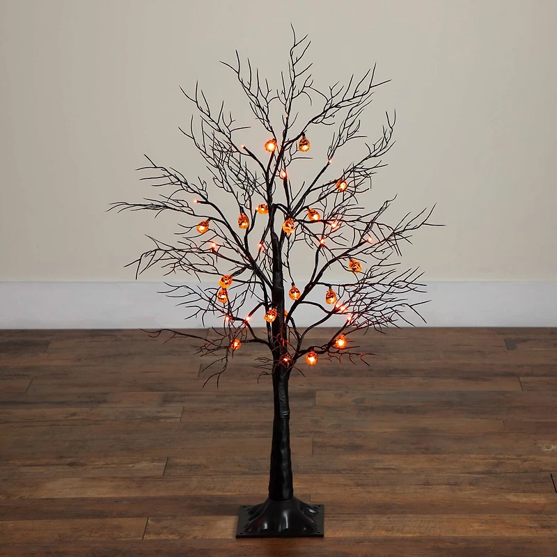 Nearly Natural 3ft Pre-Lit Halloween Black Twig Lighted Indoor Artificial Tree
