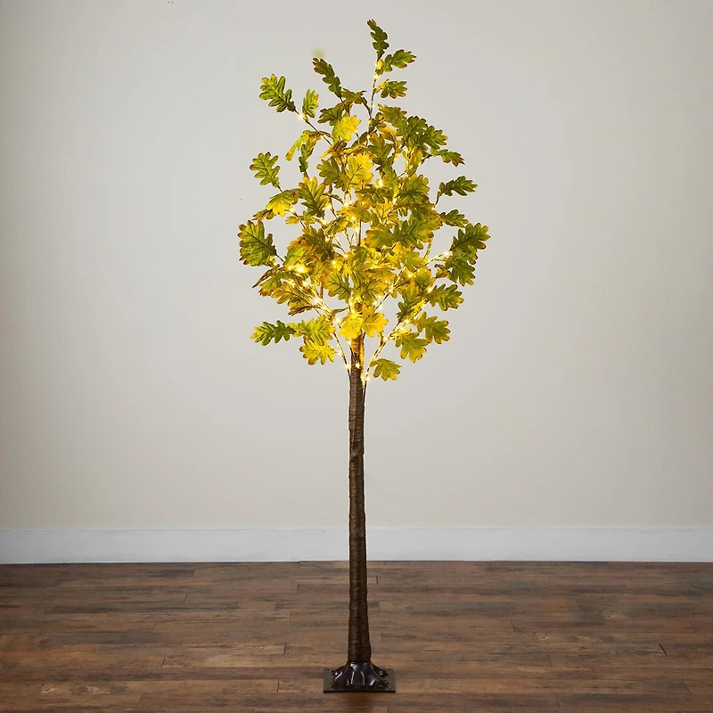Nearly Natural 5ft Pre-Lit Autumn Oak Lighted Indoor Artificial Tree