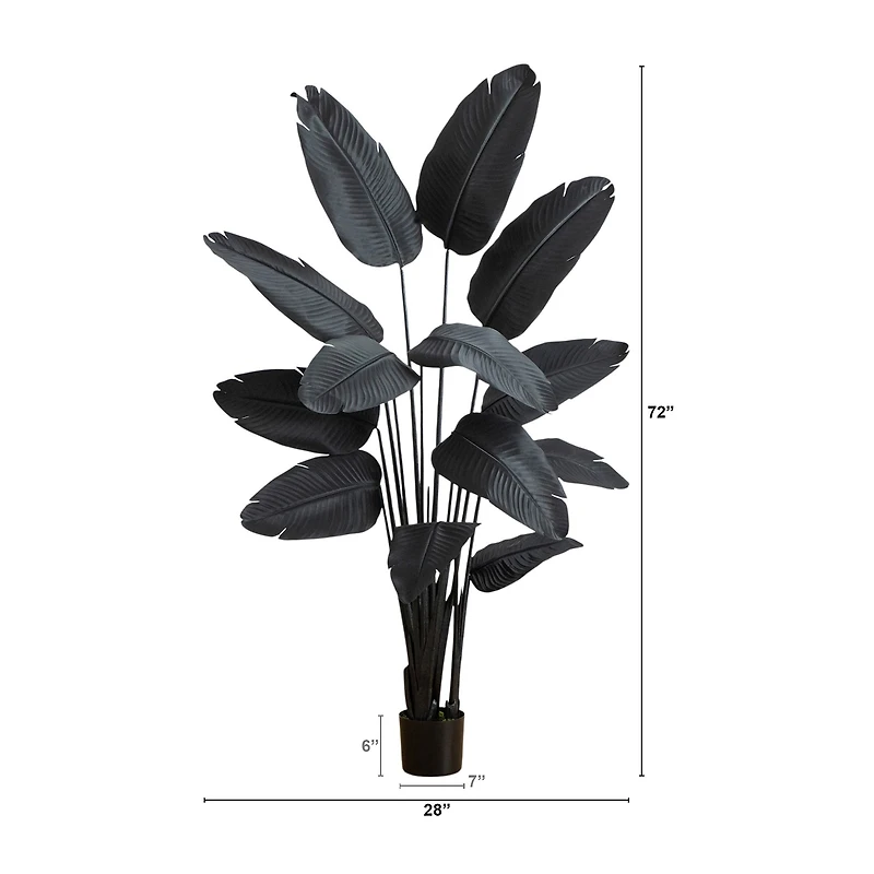 Nearly Natural 6ft Halloween Black Travelers Palm Indoor Artificial Tree