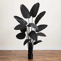 Nearly Natural 6ft Halloween Black Travelers Palm Indoor Artificial Tree