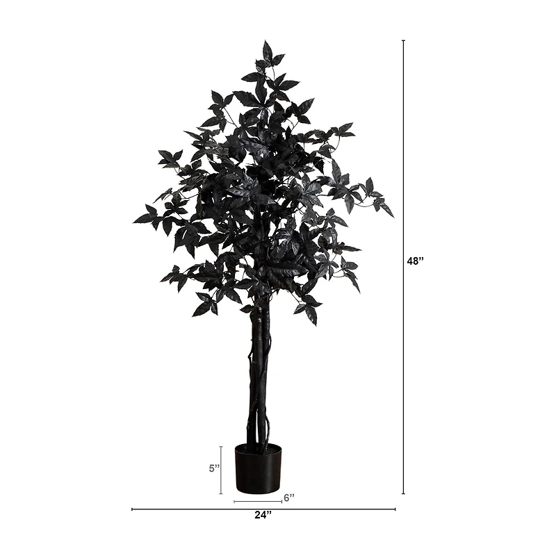 Nearly Natural 4ft Black Maple Indoor Artificial Tree