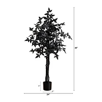 Nearly Natural 4ft Black Maple Indoor Artificial Tree