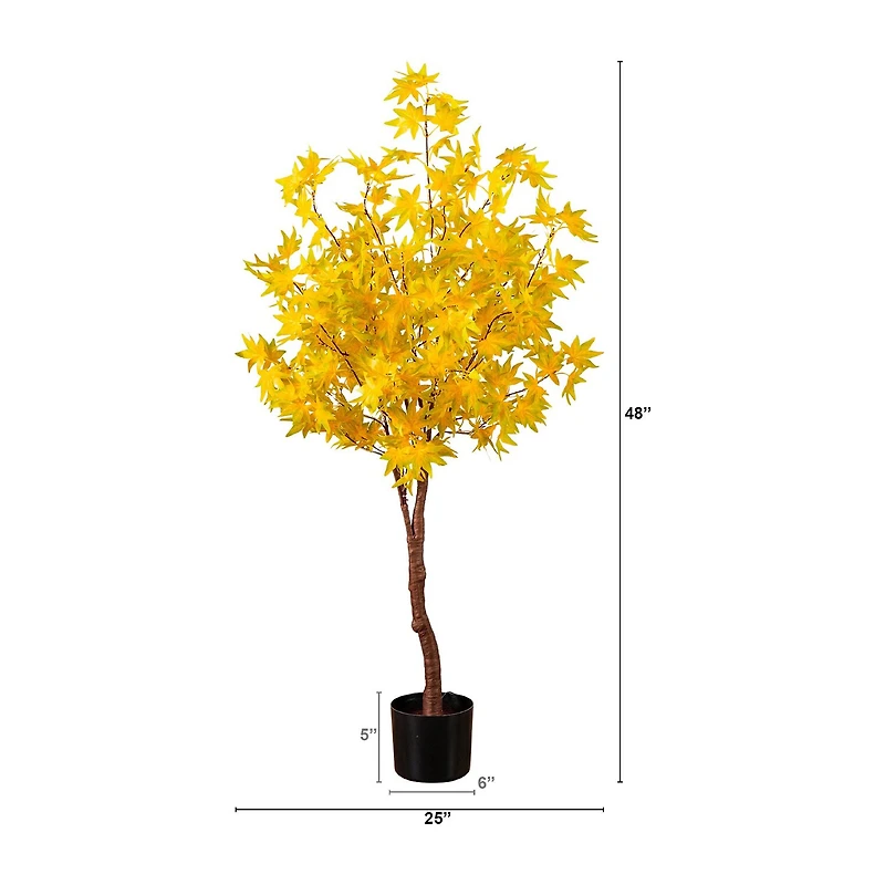 Nearly Natural 4ft Pre-Lit Yellow Autumn Maple Lighted Indoor Artificial Tree