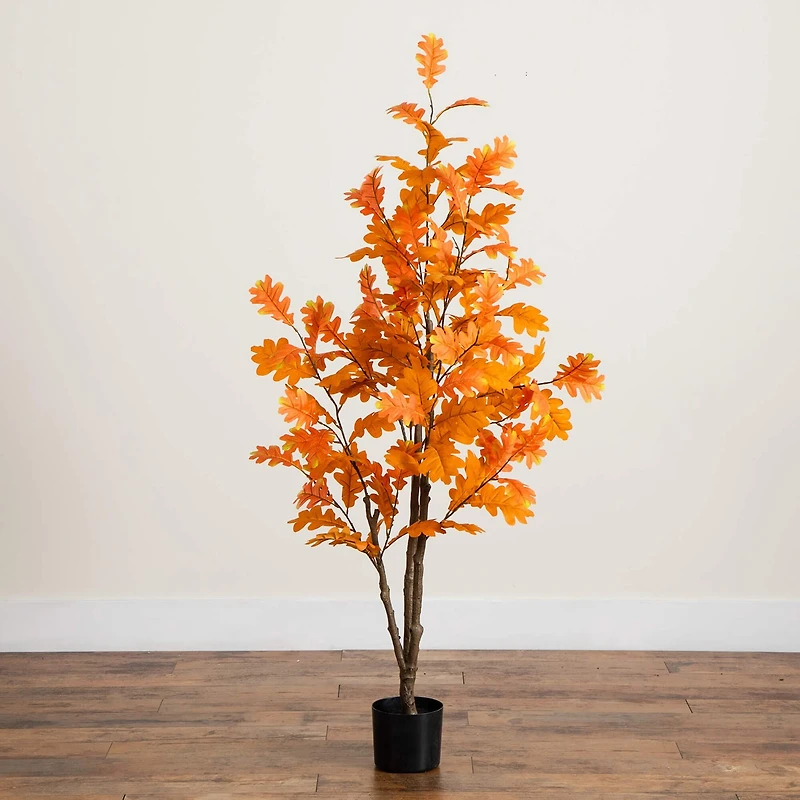 Nearly Natural 5ft Autumn Oak Indoor Artificial Tree