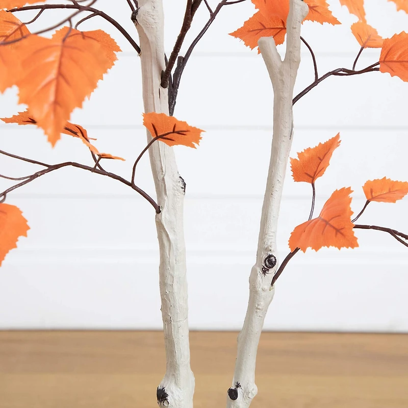 Nearly Natural 4ft Autumn Paper Birch Indoor Artificial Tree