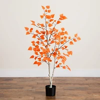 Nearly Natural 4ft Autumn Paper Birch Indoor Artificial Tree