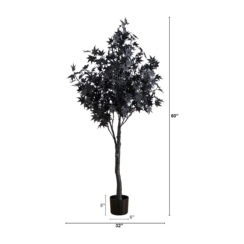Nearly Natural 5ft Pre-Lit Black Maple Lighted Indoor Artificial Tree
