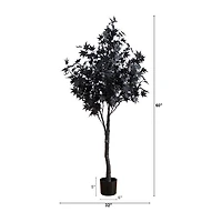 Nearly Natural 5ft Pre-Lit Black Maple Lighted Indoor Artificial Tree