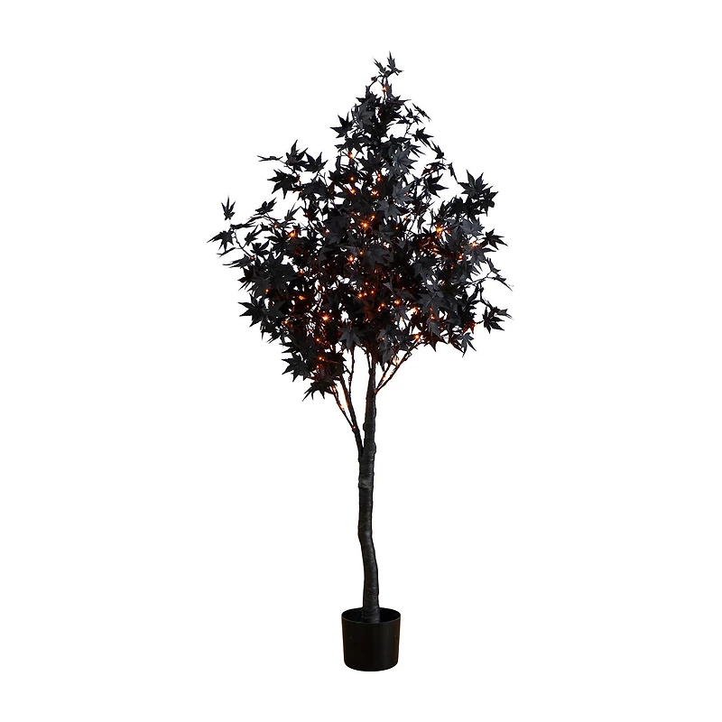 Nearly Natural 5ft Pre-Lit Black Maple Lighted Indoor Artificial Tree