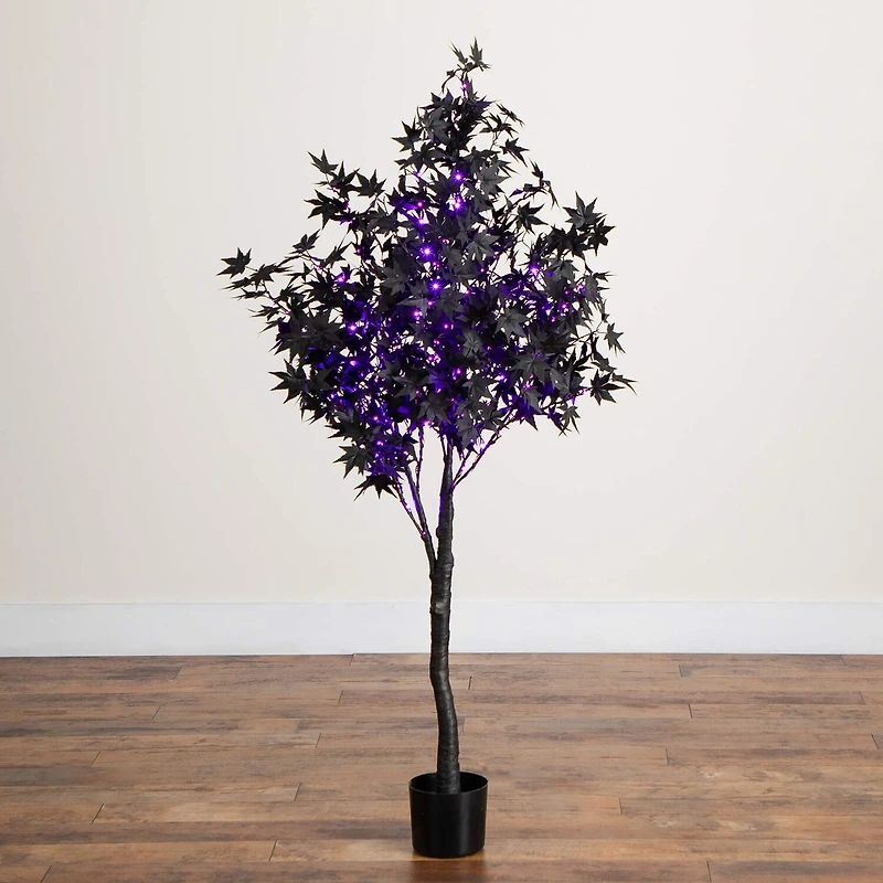 Nearly Natural 5ft Pre-Lit Black Maple Lighted Indoor Artificial Tree