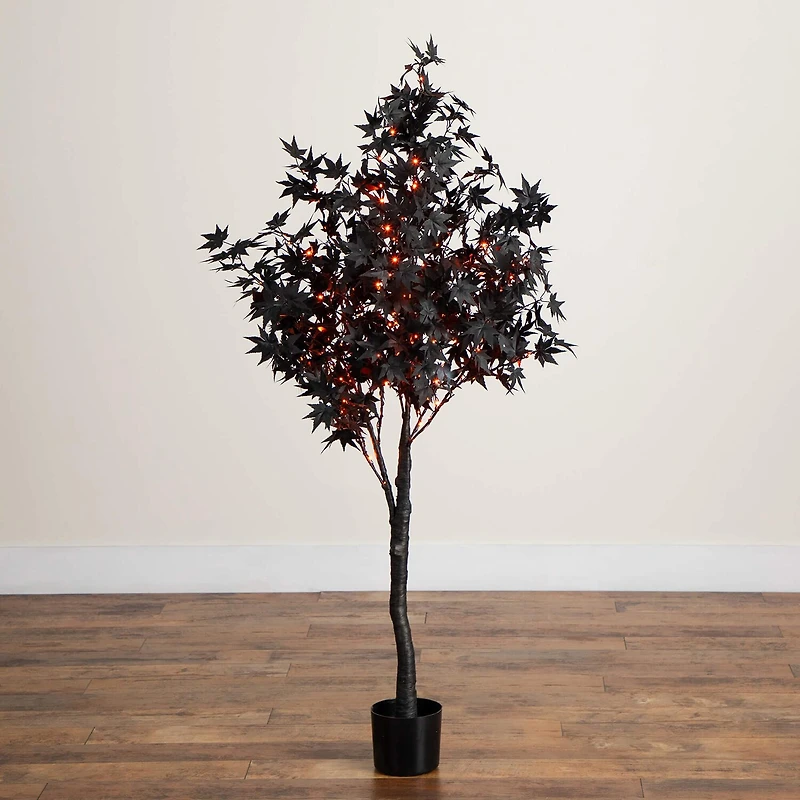 Nearly Natural 5ft Pre-Lit Black Maple Lighted Indoor Artificial Tree