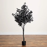Nearly Natural 5ft Pre-Lit Black Maple Lighted Indoor Artificial Tree