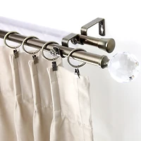 Rod Desyne Double 13/16" Adjustable Curtain with Faceted Finials