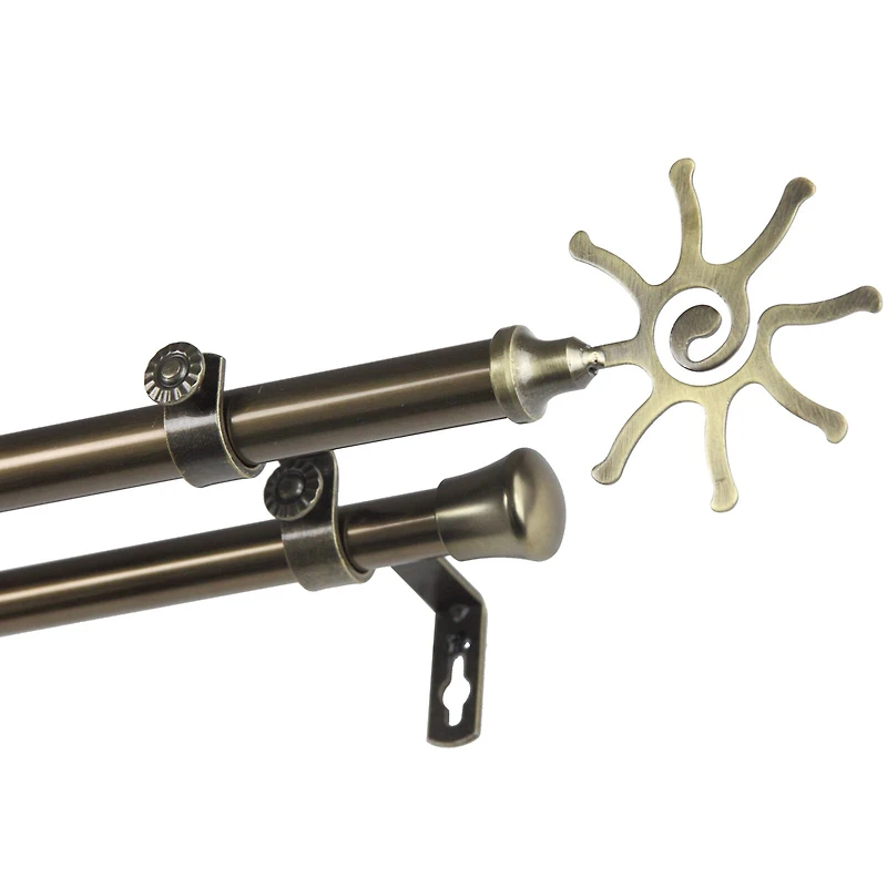 Rod Desyne Double 13/16" Adjustable Curtain with Sun Finials