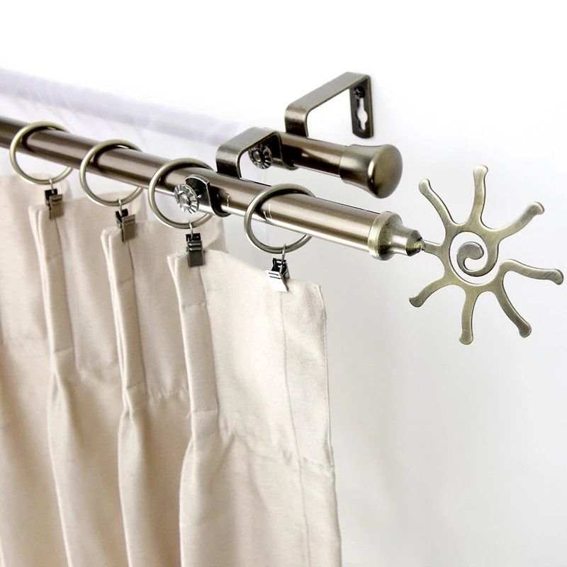 Rod Desyne Double 13/16" Adjustable Curtain with Sun Finials