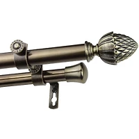 Rod Desyne Double 13/16" Adjustable Curtain with Acorn Finials