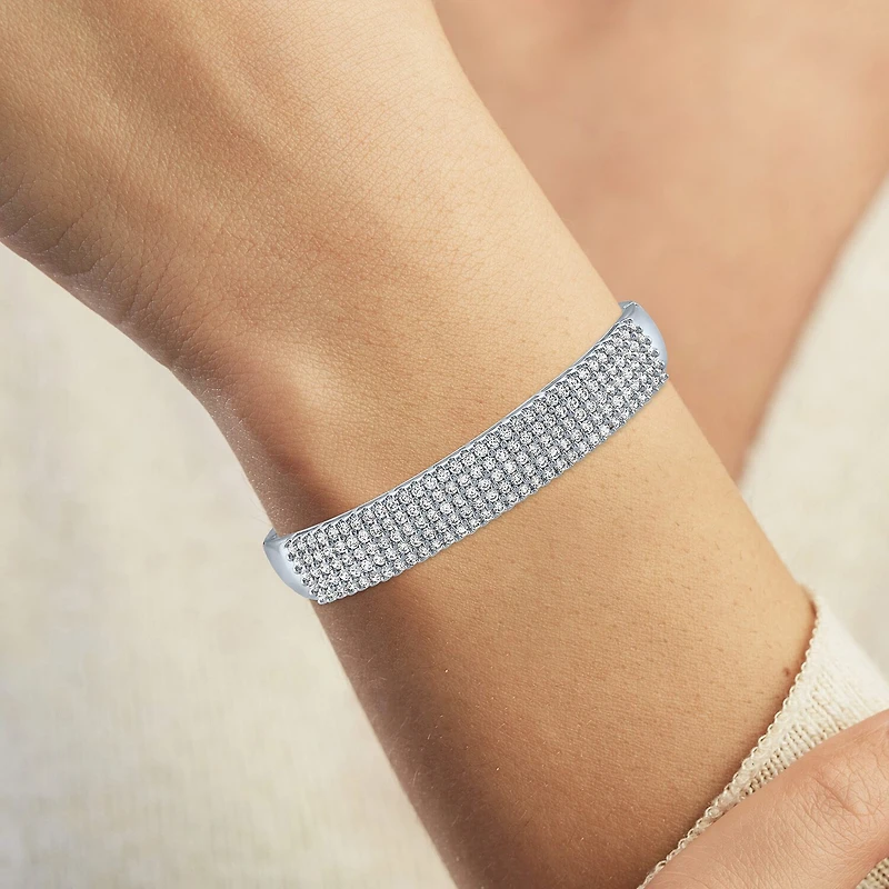 (G-H / Si2-I1) 4 CT. T.W. Lab Grown Diamond 10K White Gold Bangle Bracelet