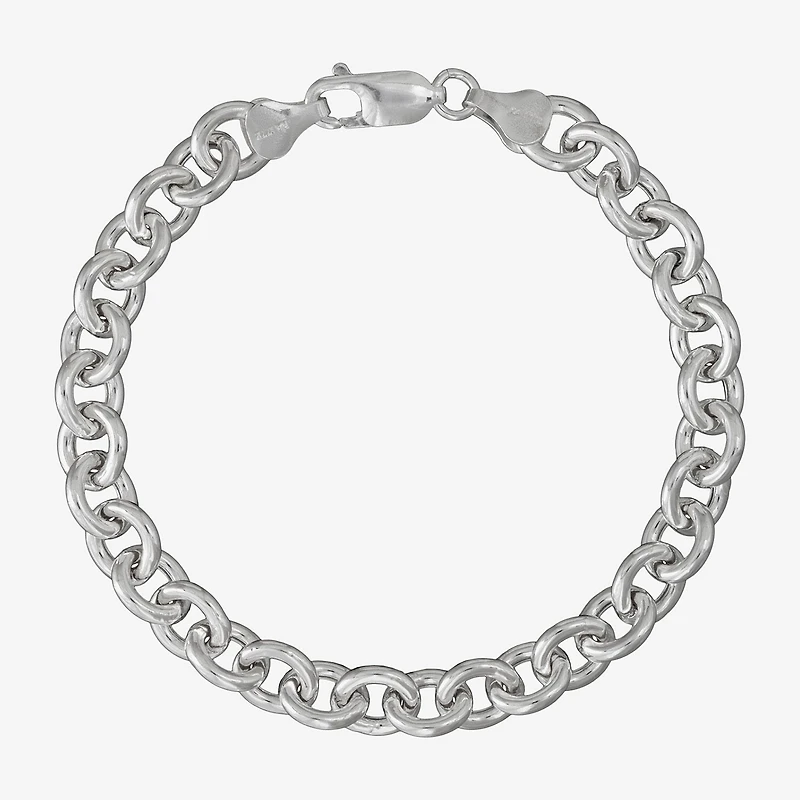 Made in Italy Womens Sterling Silver 7.5 Inch Hollow Cable Chain Bracelet
