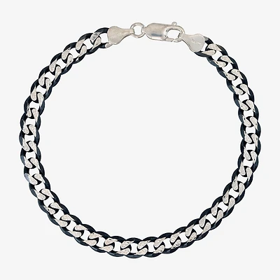 Made in Italy Mens Sterling Silver 8 1/2 Inch Hollow Curb Chain Bracelet