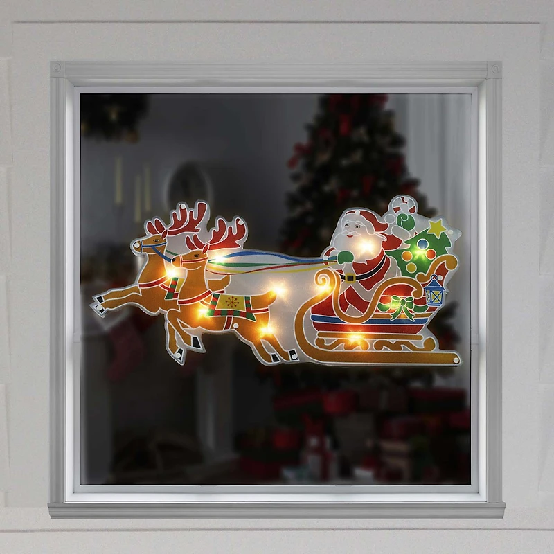 Northlight 23in Santa And Reindeer Christmas Window Decor