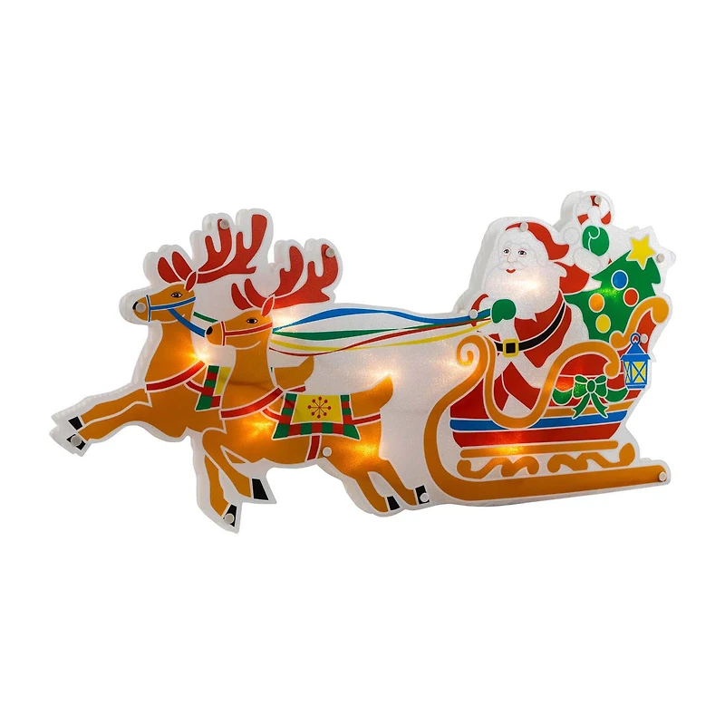 Northlight 23in Santa And Reindeer Christmas Window Decor