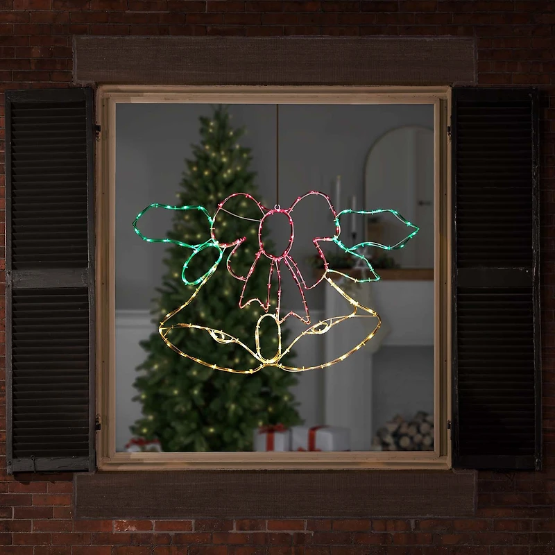 Northlight Prelit Bell And Bow Christmas Window Decor