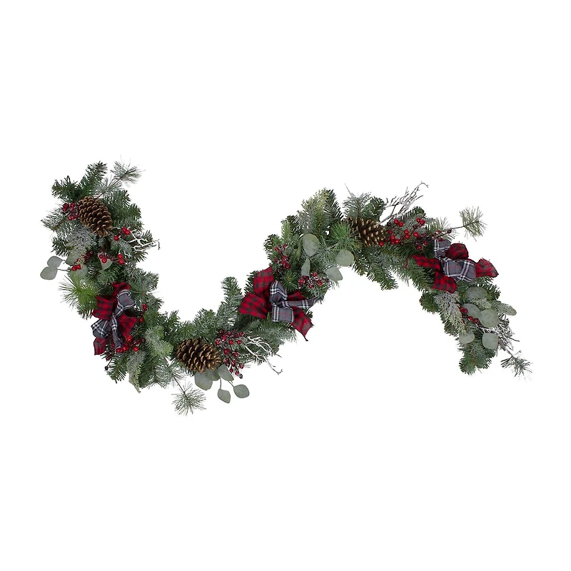 Northlight 6ftplaid And Berries Unlit Christmas Indoor Garland