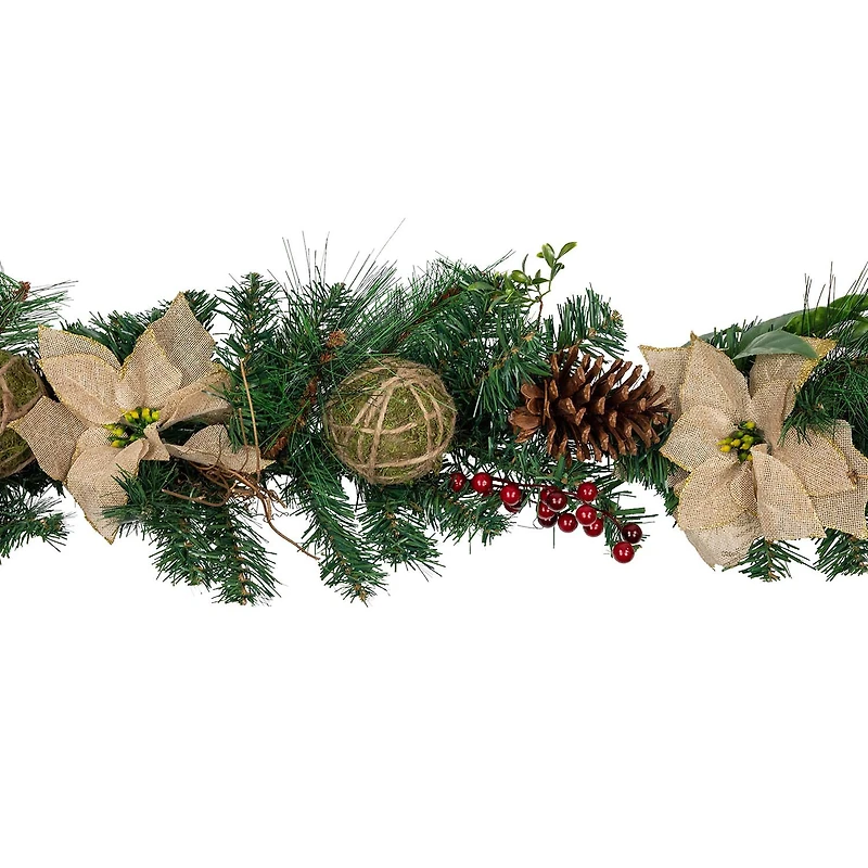 Northlight Pine With Poinsettias And Berries Christmas Indoor Garland