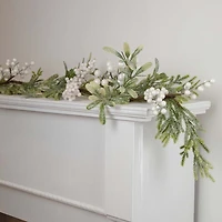 Northlight Frosted Foliage And Berries Artificial Unlit Christmas Indoor Garland