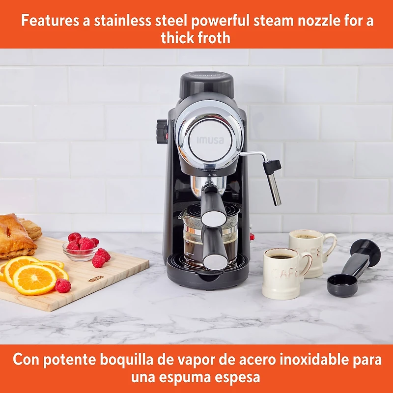 IMUSA Espresso + Cappuccino 4-Cup Coffee Maker