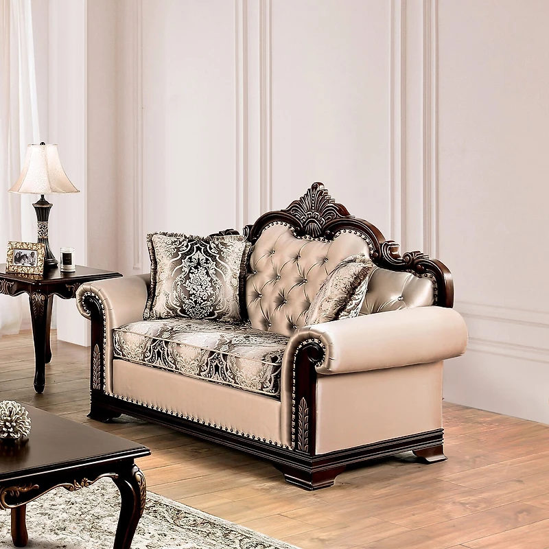 Furniture of America™ Dulupen Roll-Arm Upholstered Loveseat