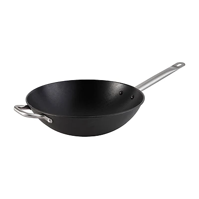 IMUSA Pre-Seasoned Light Cast Iron 14" Wok with Stainless Steel Handles