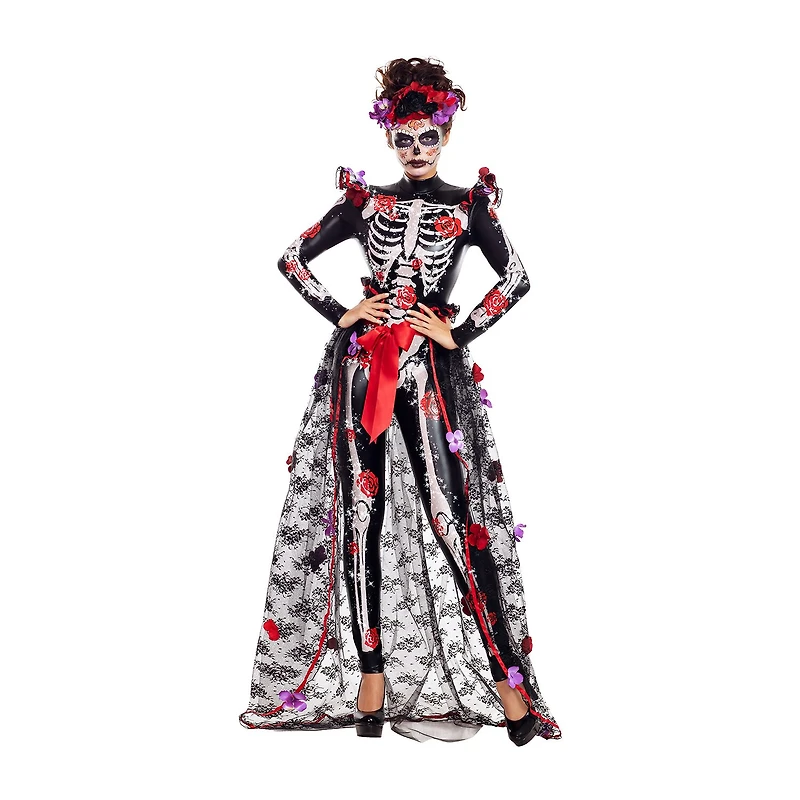Womens Rosas Day Of Dead Costume