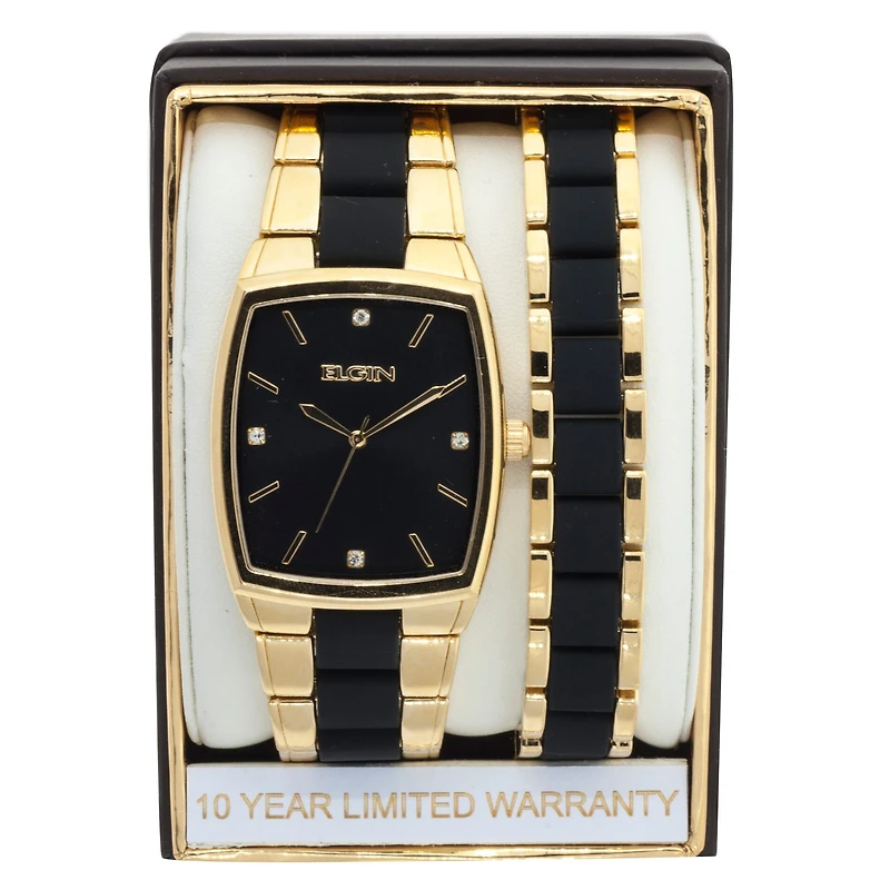 Elgin Mens Black Watch Boxed Set Fg1610010ttst