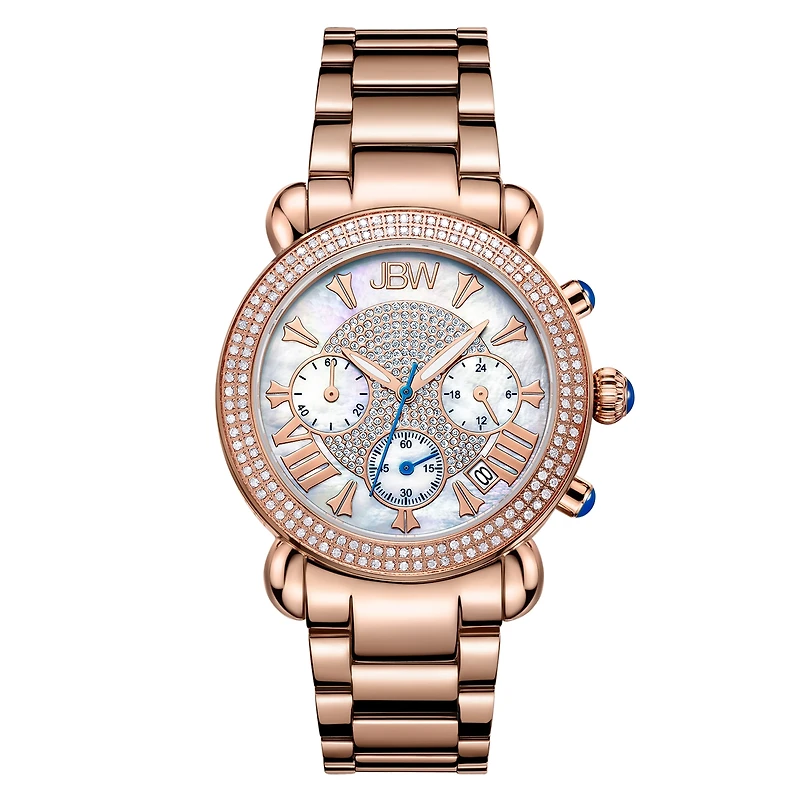 JBW Victory Womens Diamond-Accent Rose-Tone Stainless Steel Bracelet Watch JB-6210-160-G