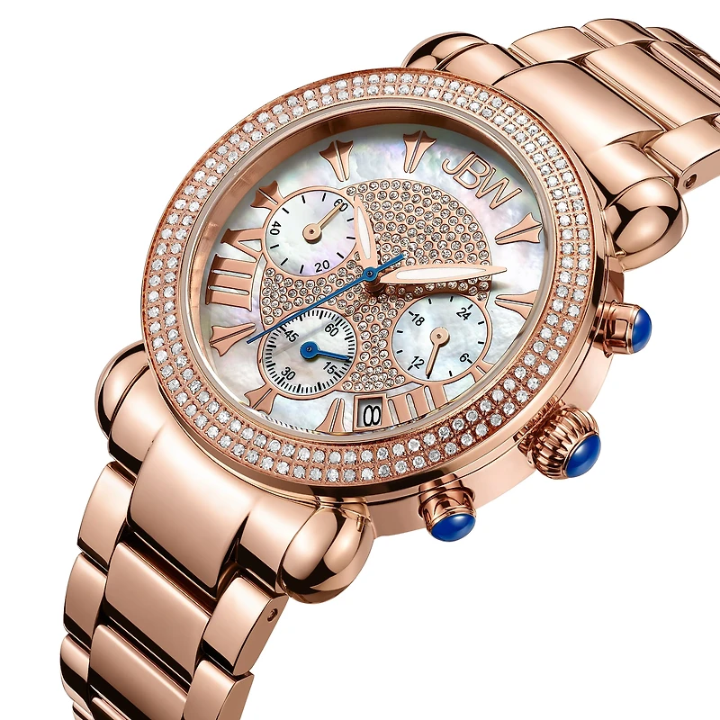 JBW Victory Womens Diamond-Accent Rose-Tone Stainless Steel Bracelet Watch JB-6210-160-G