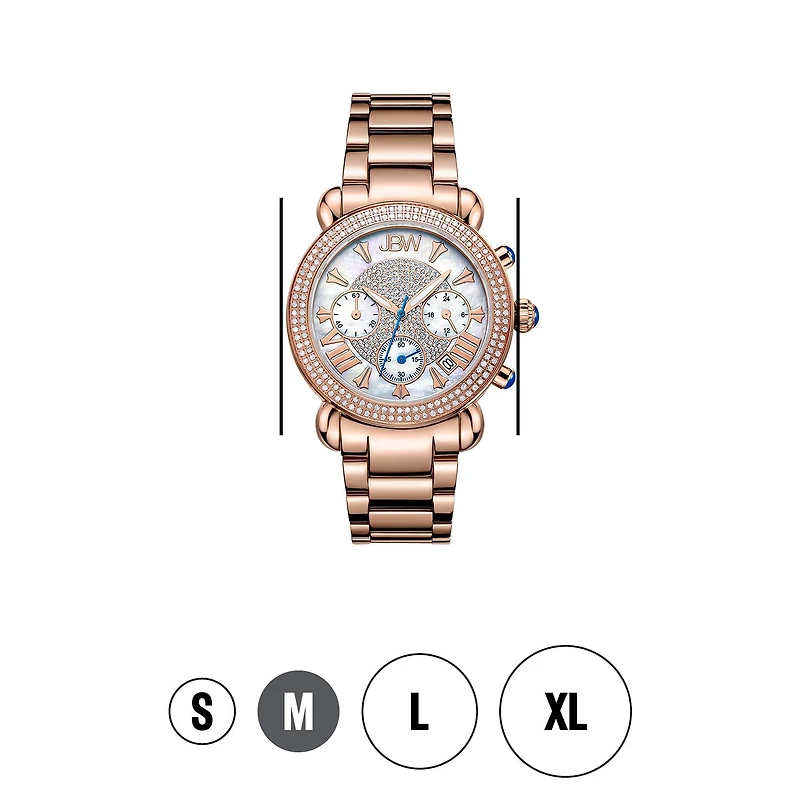 JBW Victory Womens Diamond-Accent Rose-Tone Stainless Steel Bracelet Watch JB-6210-160-G