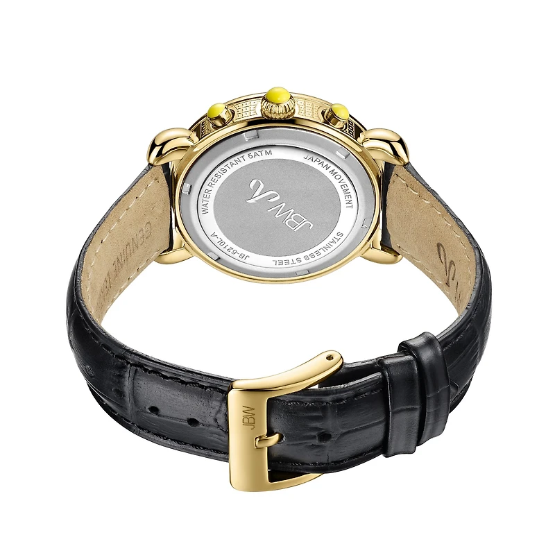 JBW Victory Womens 1/6 CT. T.W. Diamond Black Leather Strap Watch JB-6210L-A