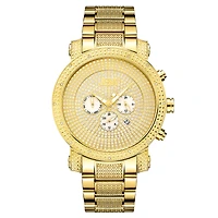 JBW Victor Mens Diamond- and Crystal-Accent Gold-Tone Stainless Steel Watch JB-8102-A