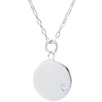 Silver Treasures Sterling Silver 16 Inch Cable Cubic Zirconia Round Pendant Necklace