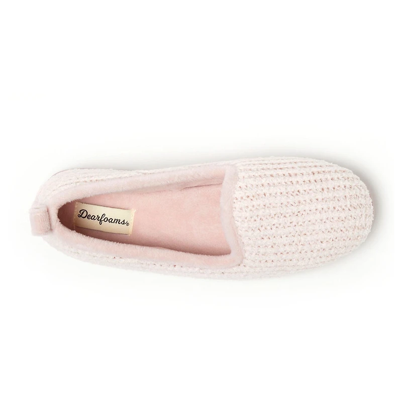 Dearfoams Rachel Marled Chenille Closed Back Womens Memory Foam Slip-On Slippers