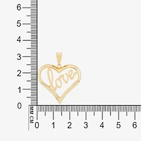 "Love" Womens 14K Gold Heart Pendant