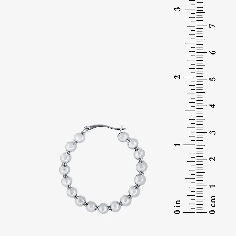 Womens Sterling Silver 30mm Round Hoop Earrings