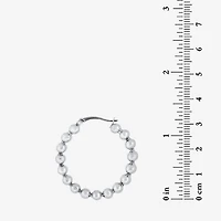 Womens Sterling Silver 30mm Round Hoop Earrings