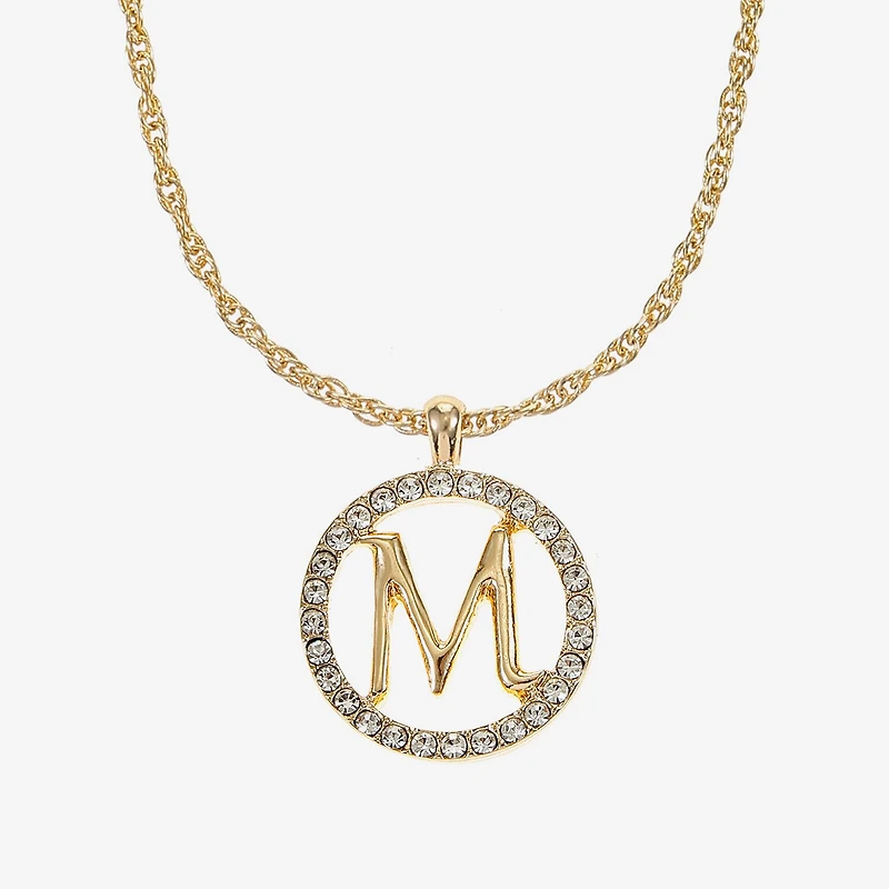Monet Jewelry Initial Pendant Necklace And Stud Earring Womens Glass Round 2-pc. Jewelry Set