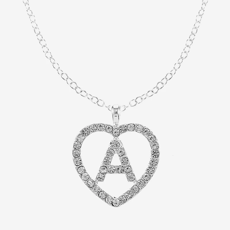 Monet Jewelry Initial Pendant Necklace And Stud Earring Womens Glass Heart 2-pc. Set