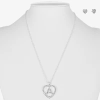 Monet Jewelry Initial Pendant Necklace And Stud Earring Womens Glass Heart 2-pc. Set