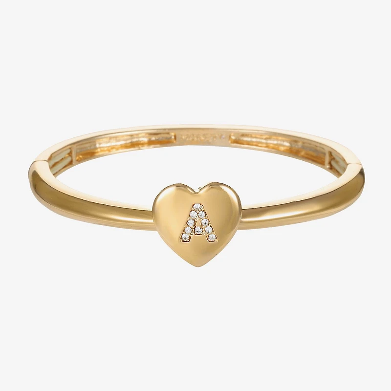 Monet Jewelry Initial Womens Glass Heart Stretch Bracelet